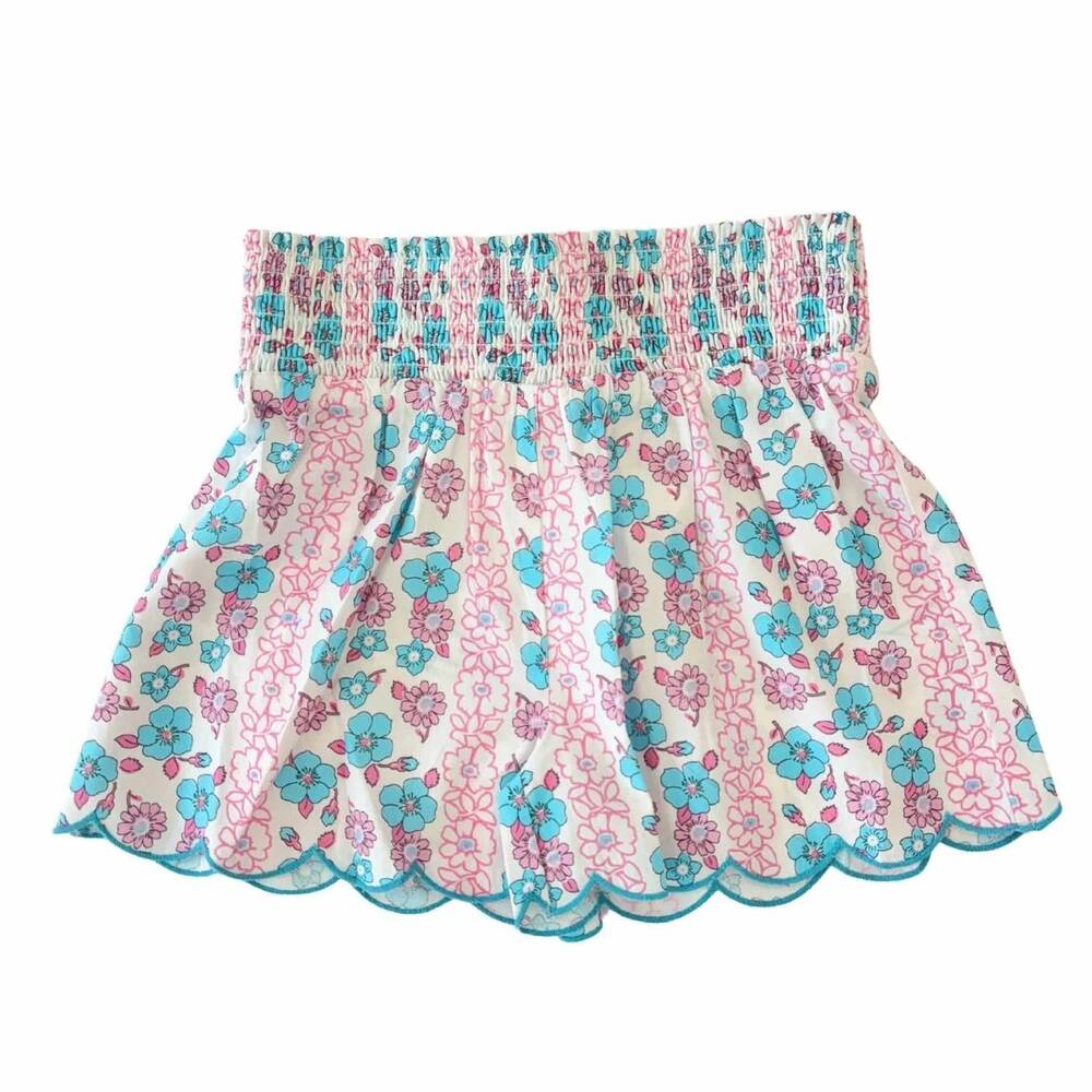 NEW BISBY kid's shirred scallop shorts in pink